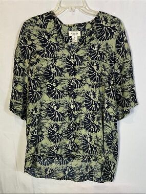 VINTAGE Cezar Silk Lightweight Hawaiian Floral Button-Up Shirt Size XL